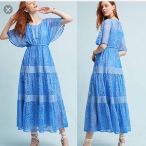 Anthro embroidered maxi dress